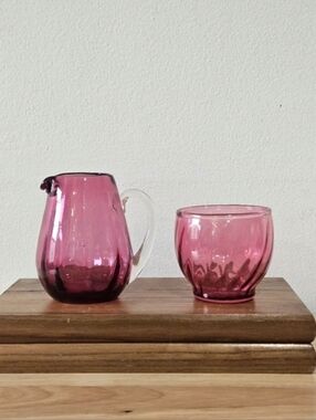 2 Piece Pilgrim Cranberry Glass Set